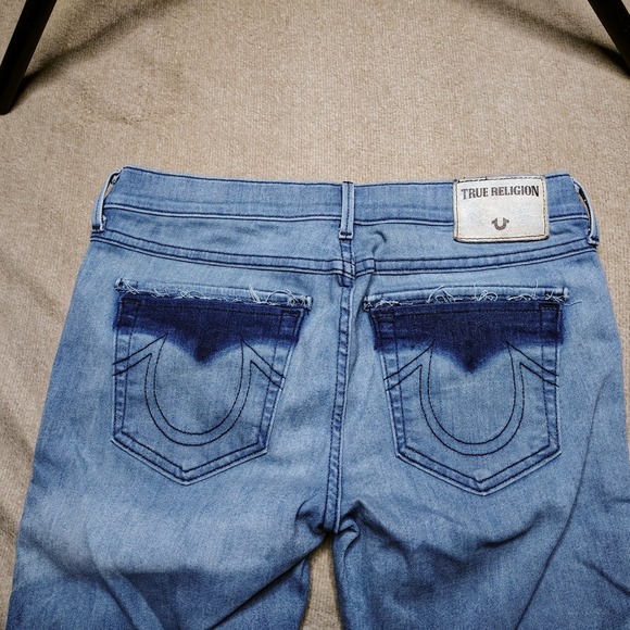 True Religion Jeans Women's 31 Blue Karlie Low Rise Bell Bottom Flare Denim - Picture 7 of 9